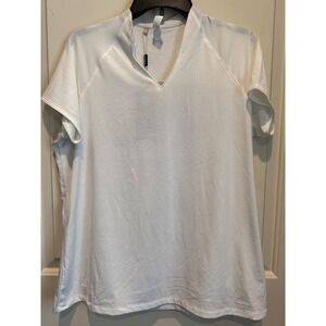 Under Armour Womens Threadborne HeatGear Golf Polo White V-Neck Shirt Large NEW